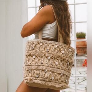 Salt + Umber Isla Jute Seashell Tote NWT